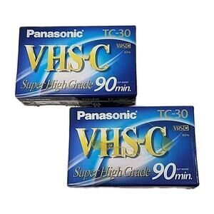 2 Panasonic TC-30 VHS-C Recording 90Min Video Camera Tapes NEW Sealed Lot Bundle